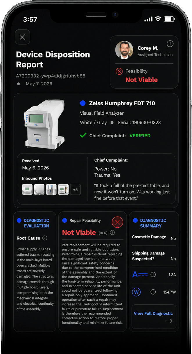 Device disposition report