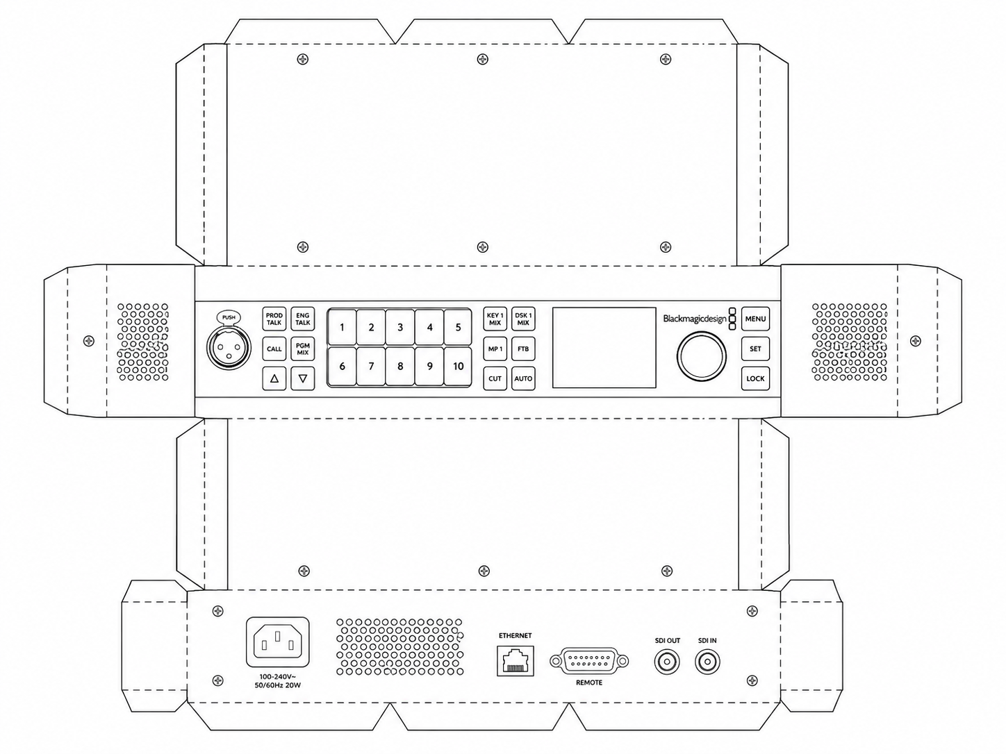 Blackmagic ATEM 1 M-E Constellation HD Live Production Video Switcher geometric net diagram