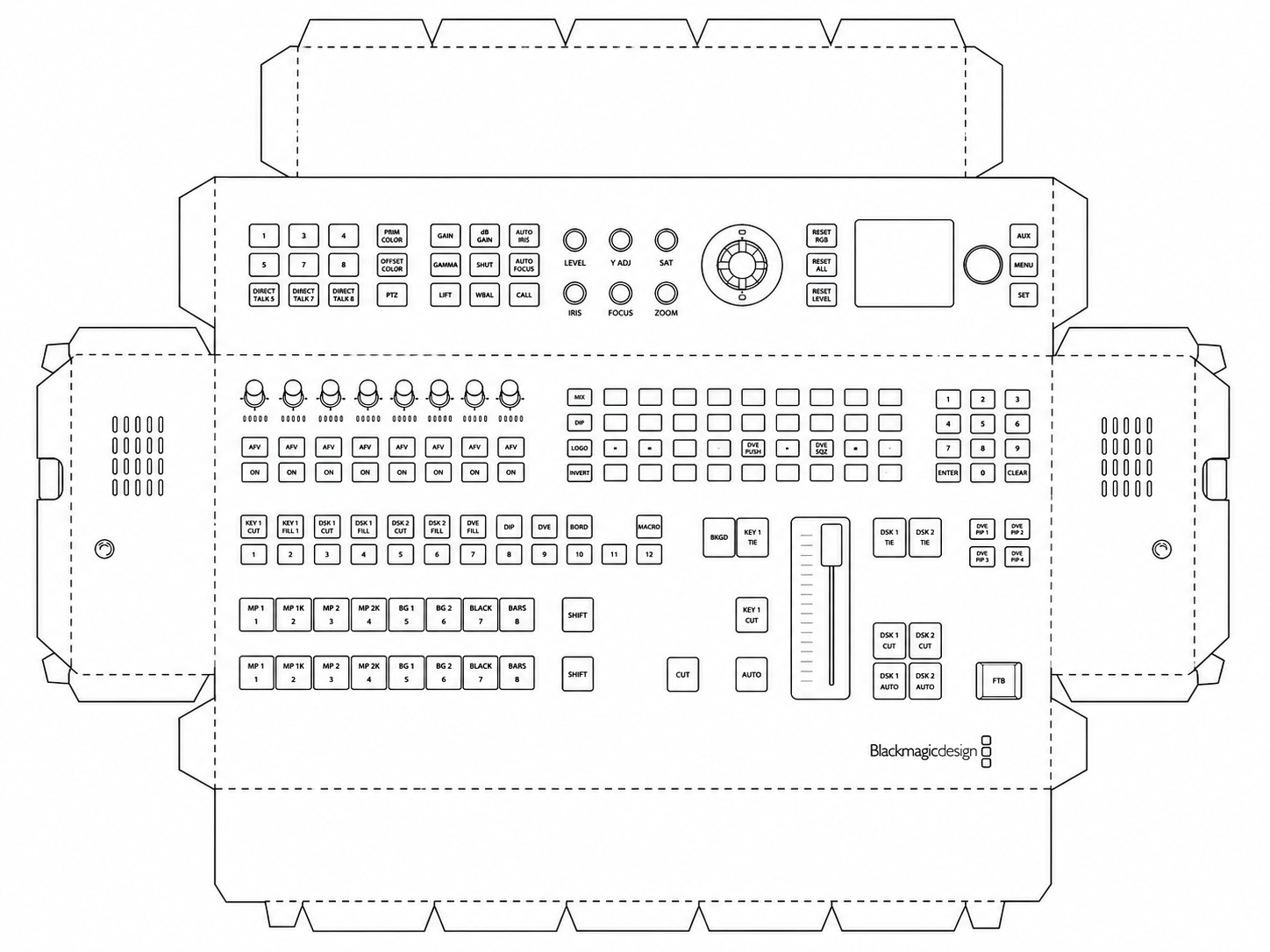Blackmagic ATEM Television Studio HD Live Production Video Switcher geometric net diagram