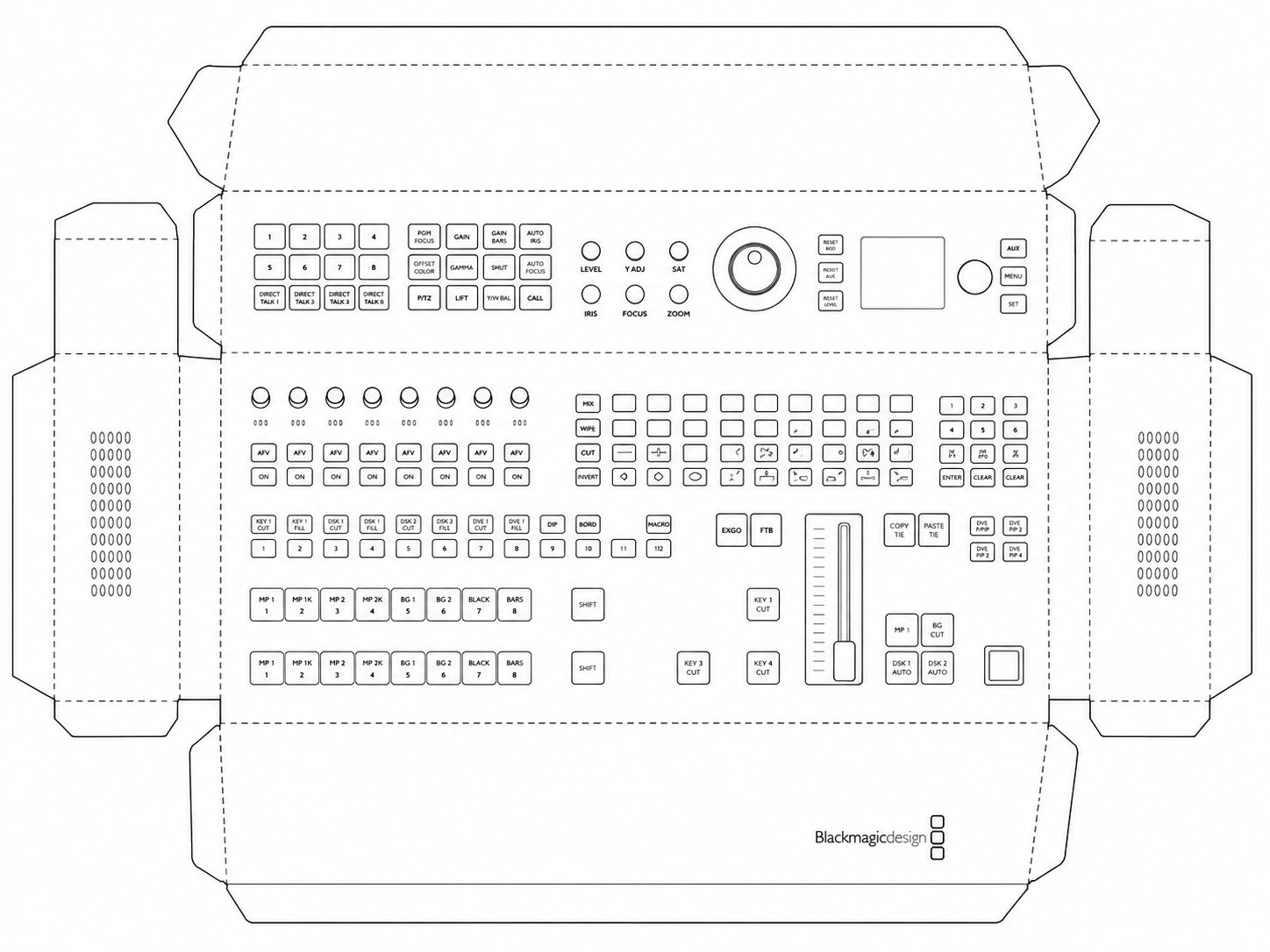 Blackmagic ATEM Television Studio Pro 4K Live Production Video Switcher geometric net diagram