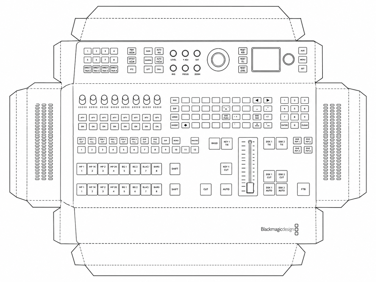 Blackmagic ATEM Television Studio Pro HD Live Production Video Switcher geometric net diagram