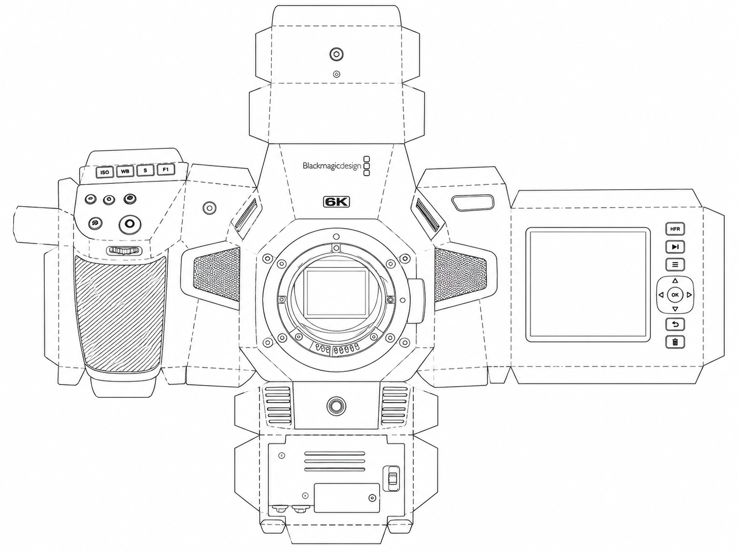 Blackmagic Cinema Camera 6K Digital Cinema Camera geometric net diagram