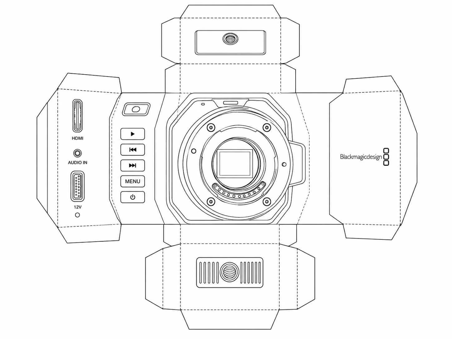 Blackmagic Micro Cinema Camera Digital Cinema Camera geometric net diagram