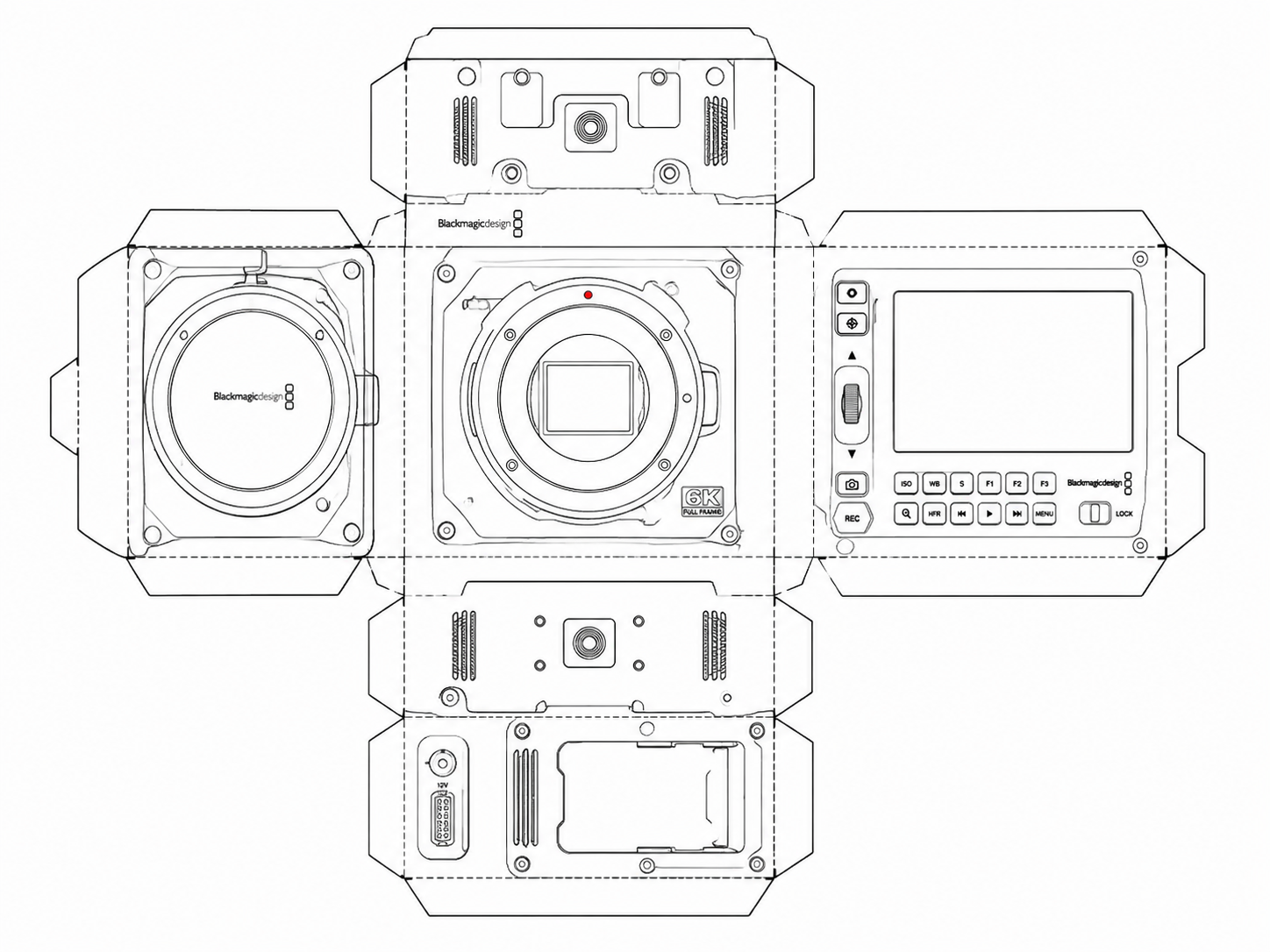 Blackmagic PYXIS 6K Digital Cinema Camera geometric net diagram