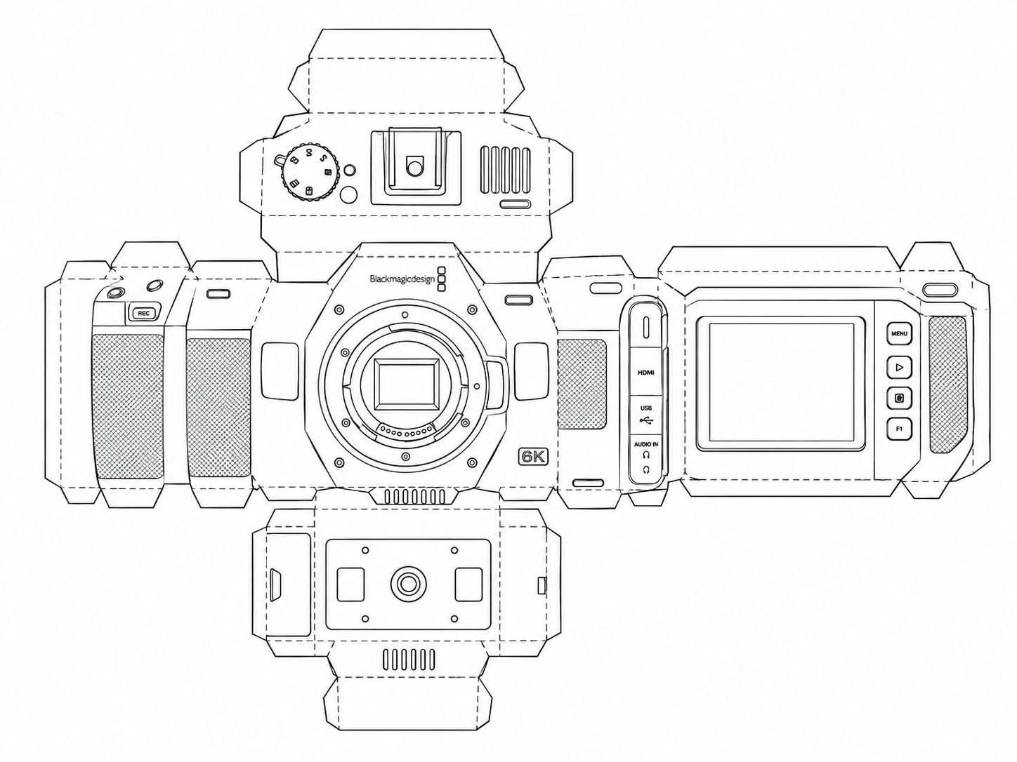 Blackmagic Pocket Cinema Camera 6K – 6K G2 Digital Cinema Camera geometric net diagram