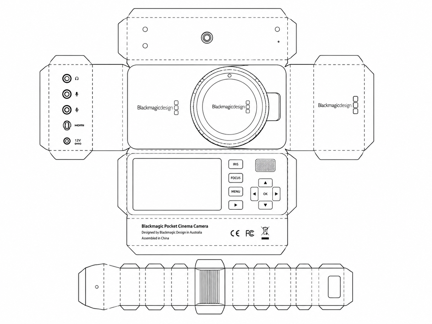 Blackmagic Pocket Cinema Camera Digital Cinema Camera geometric net diagram