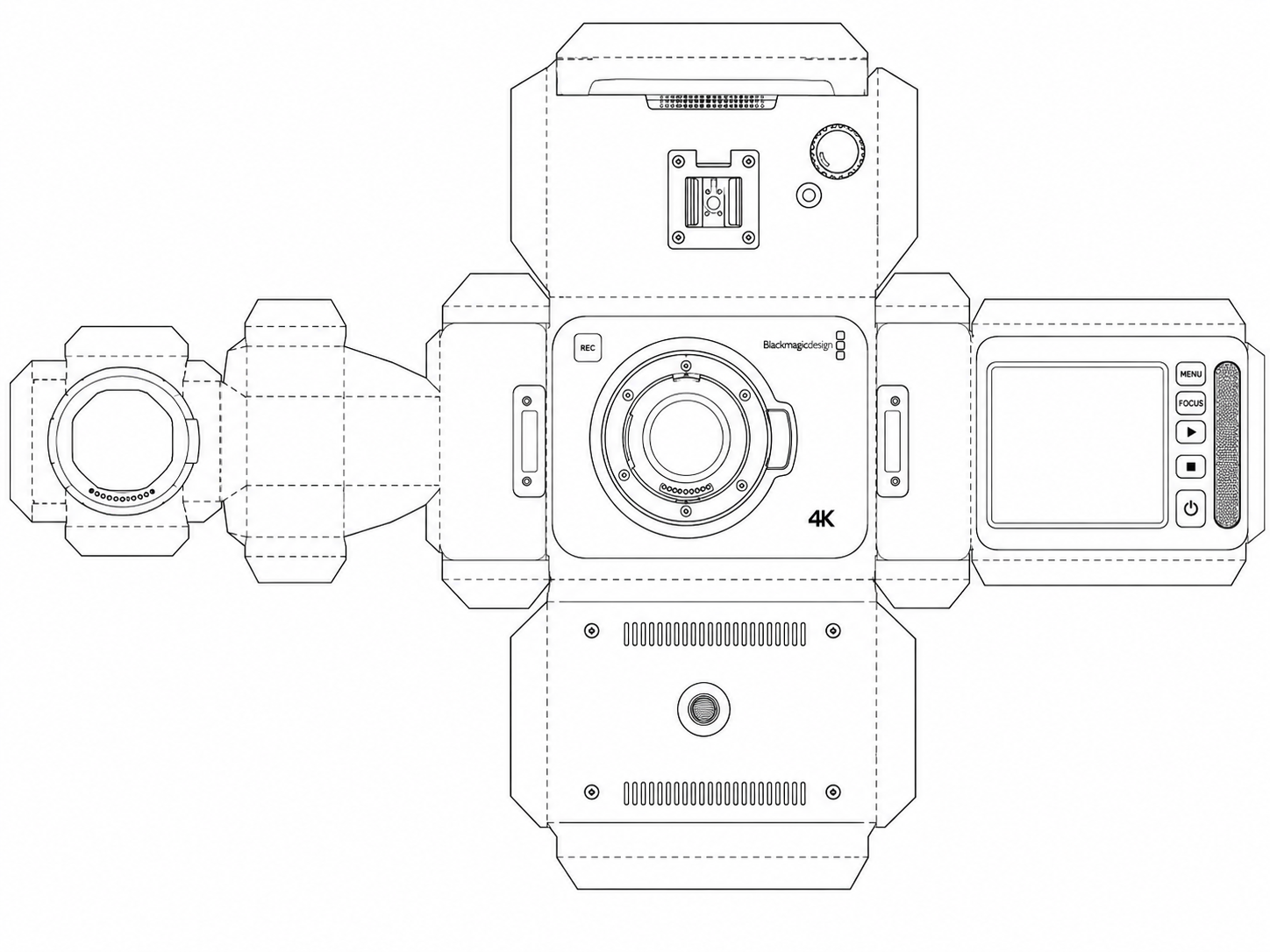 Blackmagic Production Camera 4K Digital Cinema Camera geometric net diagram