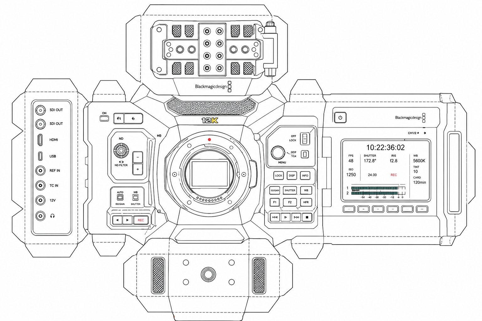 Blackmagic URSA Cine 12K Digital Cinema Camera geometric net diagram