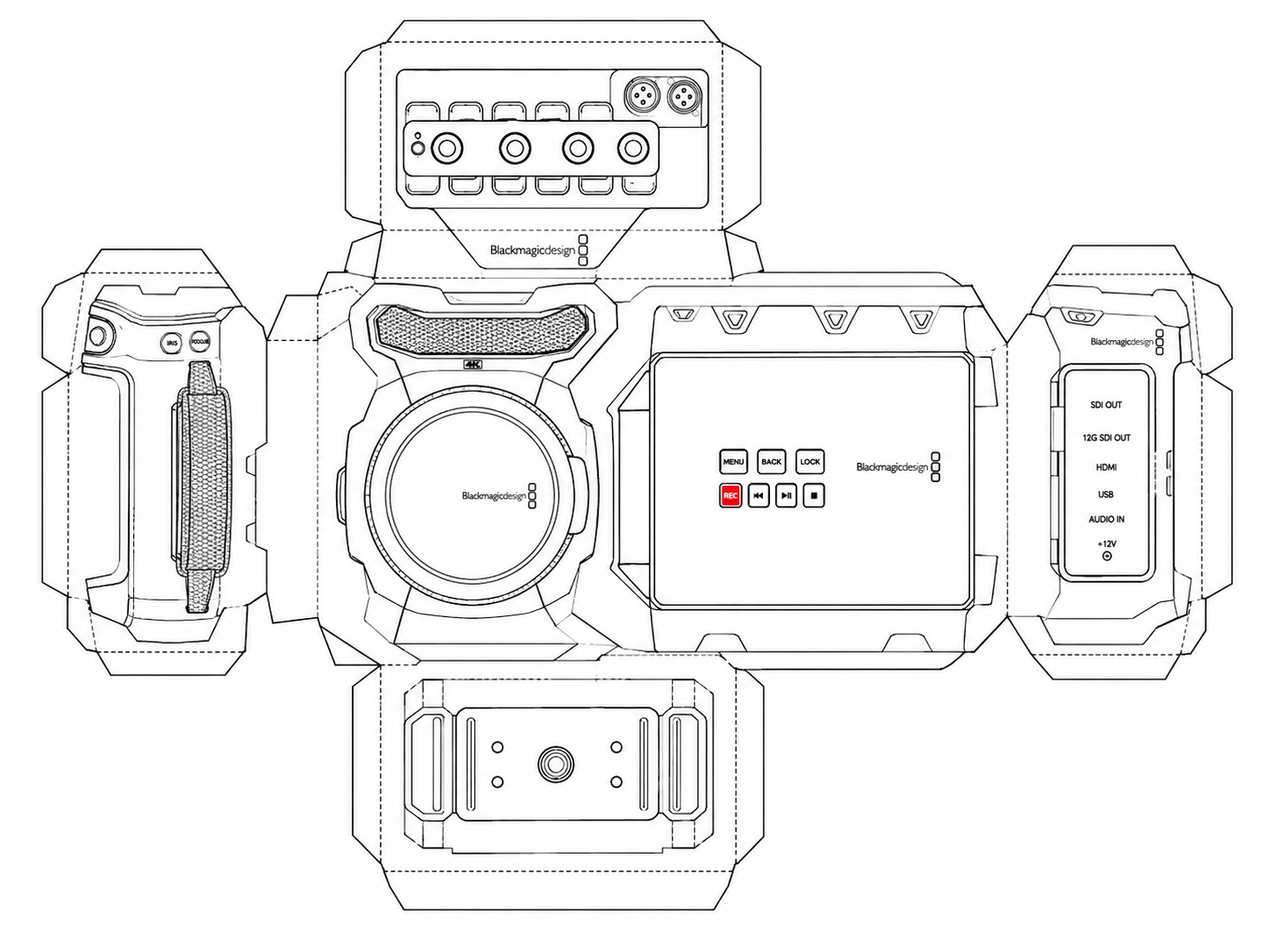 Blackmagic URSA Mini Digital Cinema Camera geometric net diagram