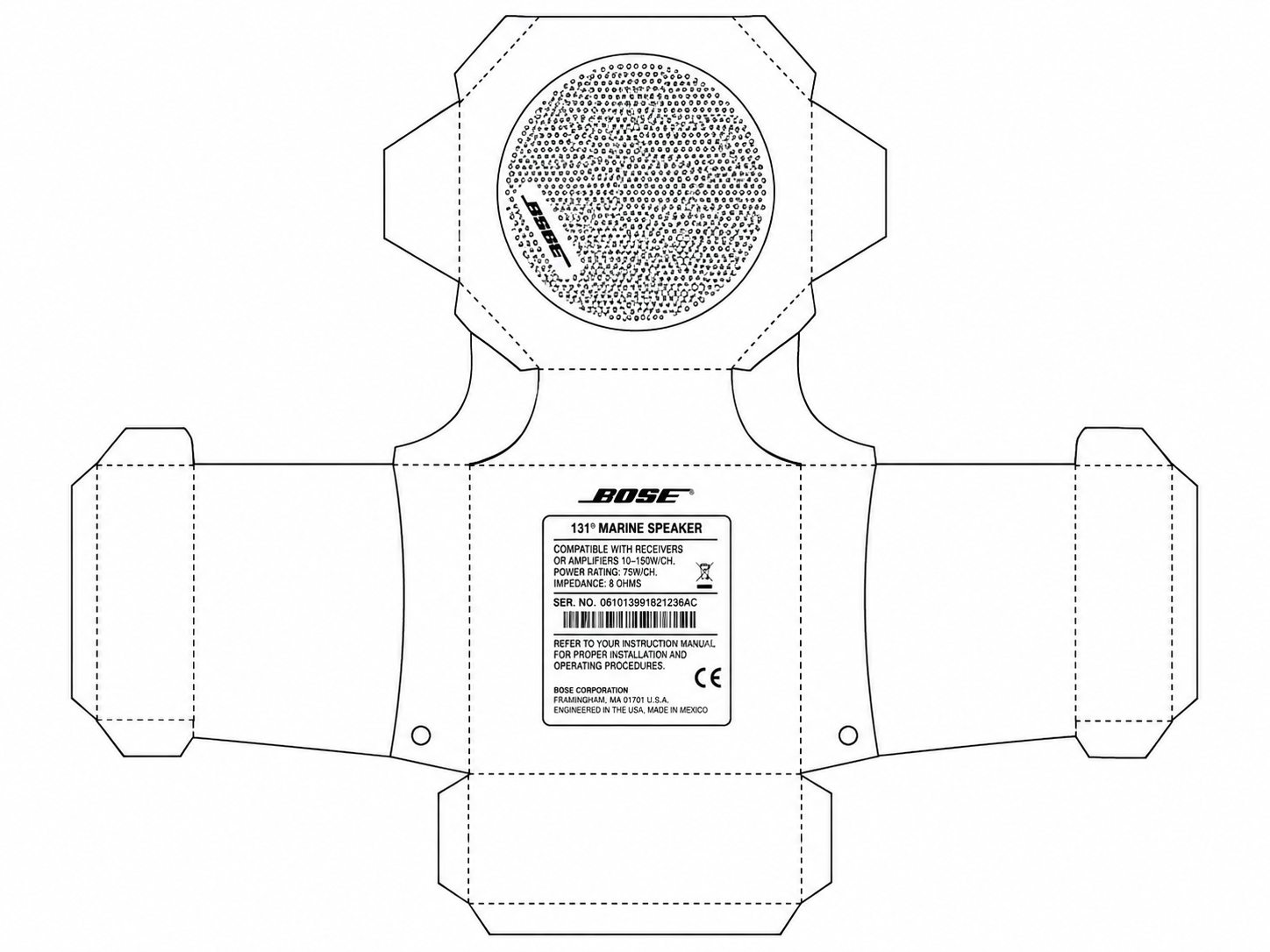 Bose 131 Marine Speakers Audio Equipment geometric net diagram