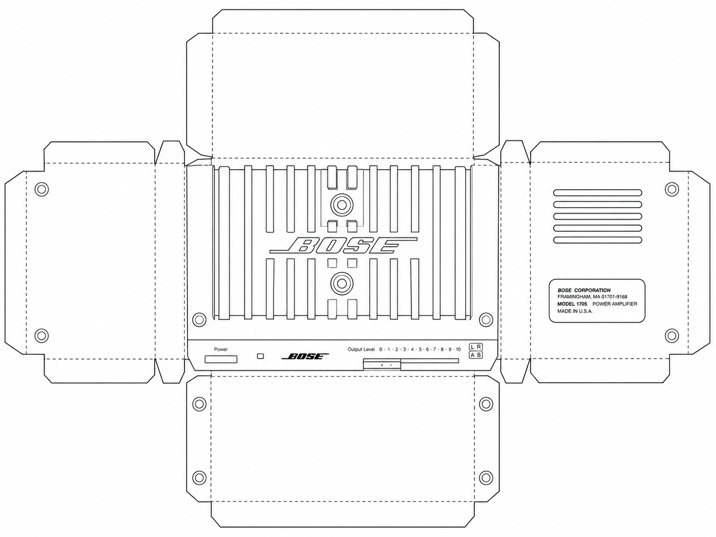 Bose 1705 Amplifier Audio Equipment geometric net diagram