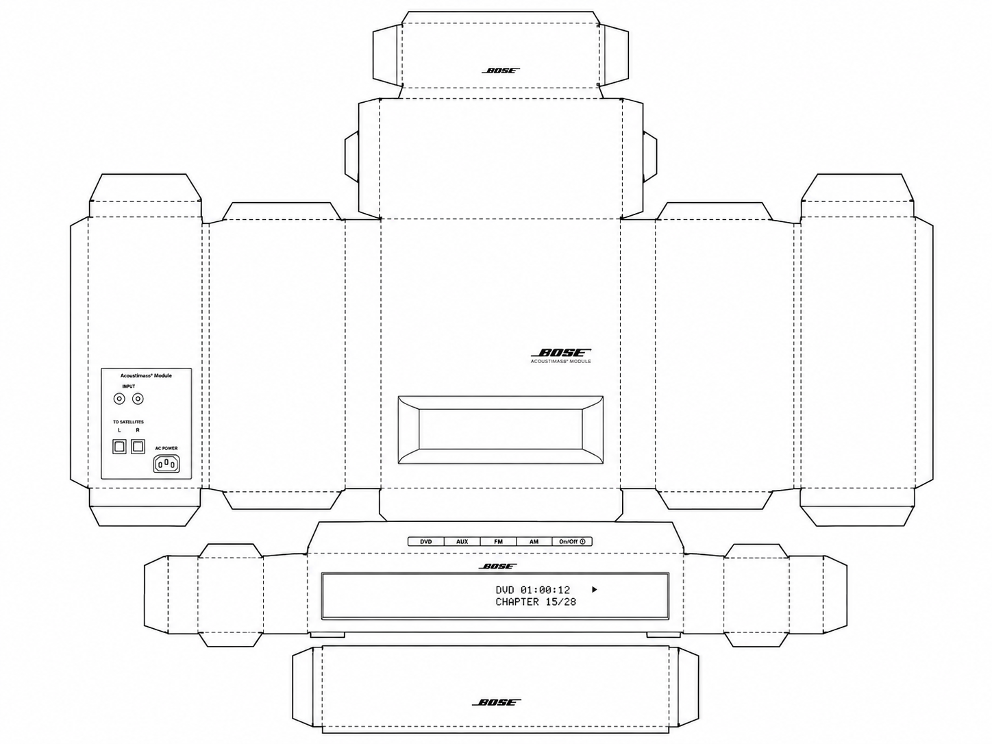 Bose 3 2 1 Audio Equipment geometric net diagram