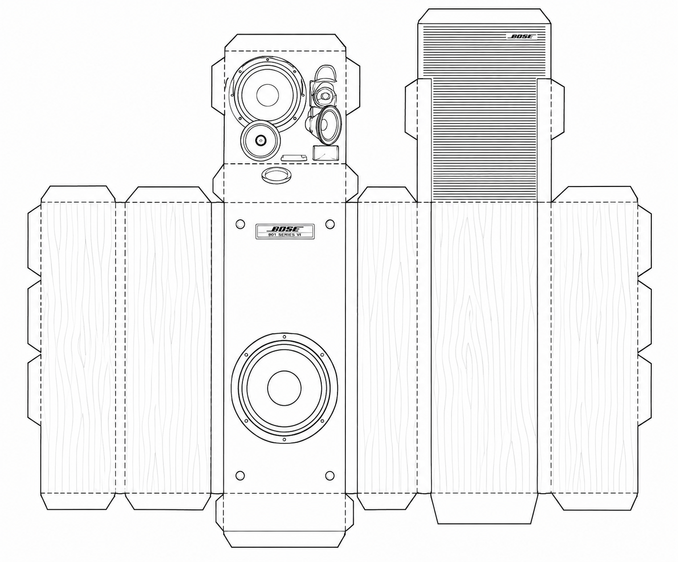 Bose 601 Passive Loudspeaker geometric net diagram