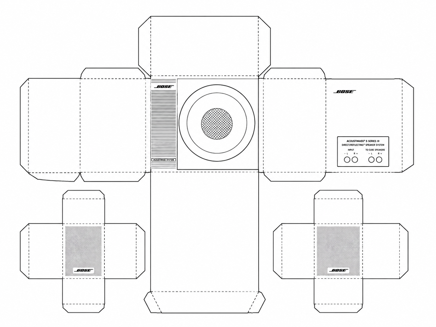 Bose Acoustimass 3 Audio Equipment geometric net diagram