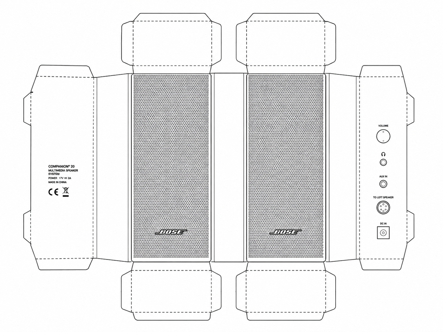 Bose Companion 20 Audio Equipment geometric net diagram