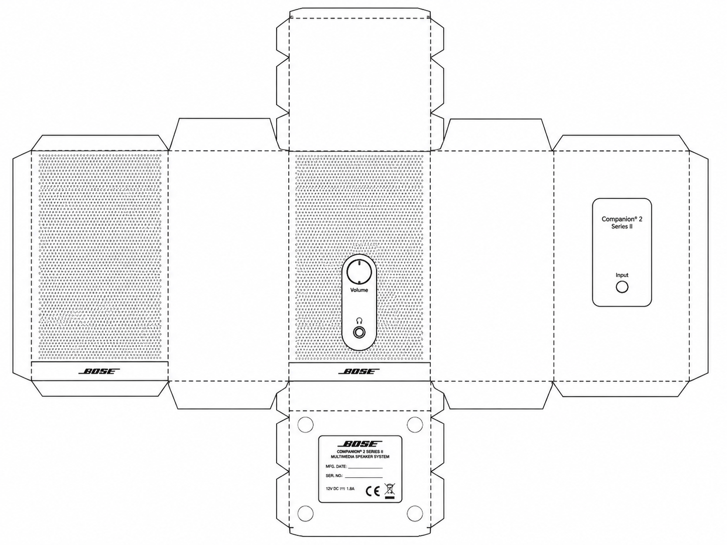 Bose Companion 2 Audio Equipment geometric net diagram