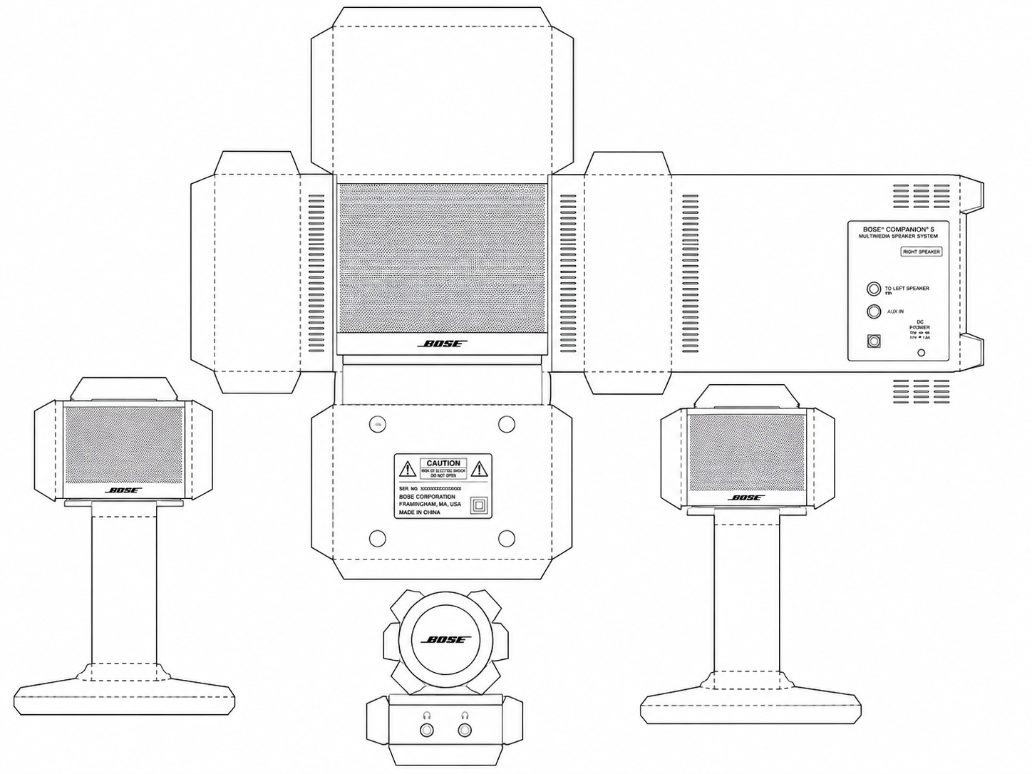 Bose Companion 50 Audio Equipment geometric net diagram