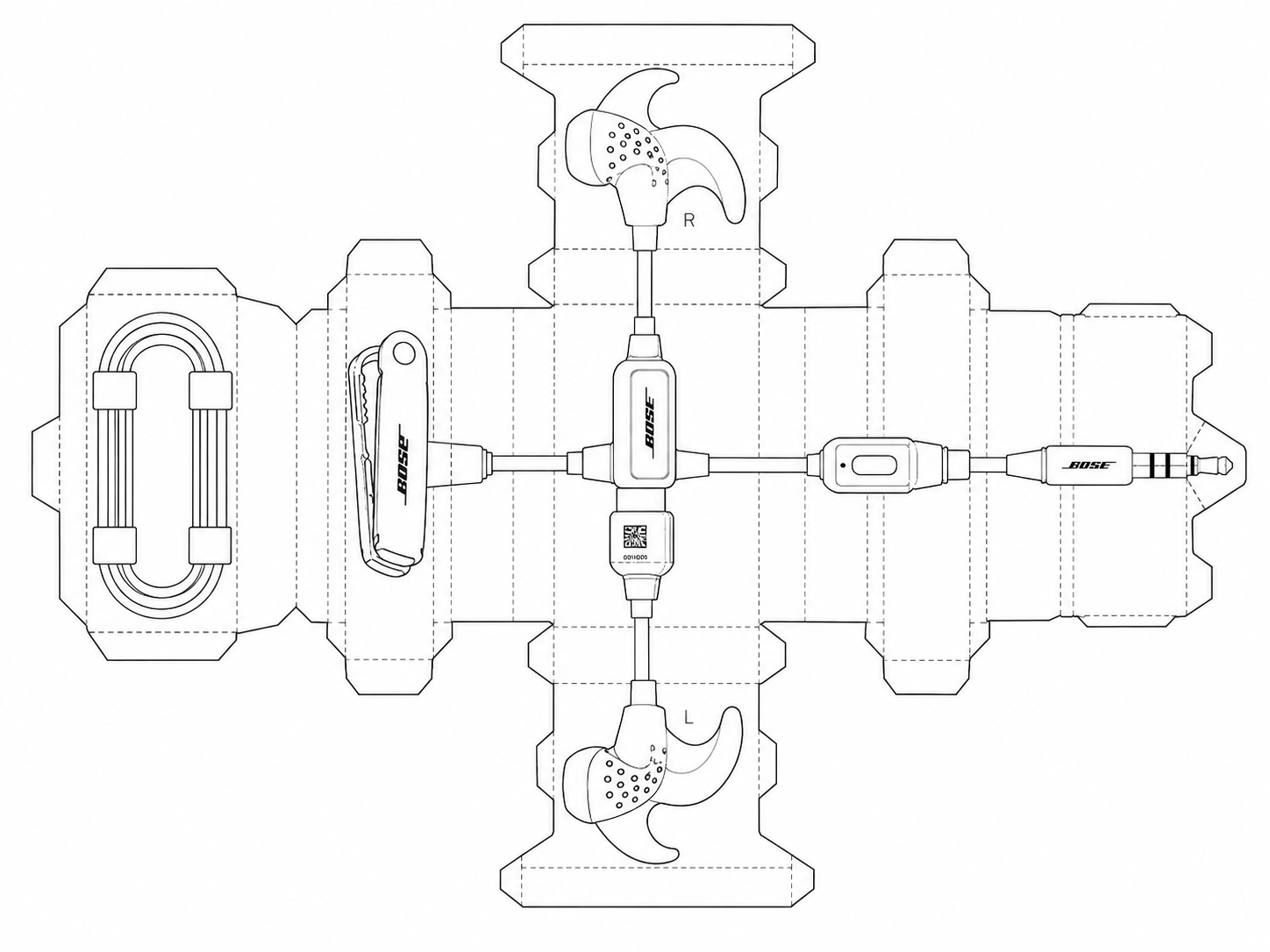 Bose FreeStyle Earbuds Audio Equipment geometric net diagram