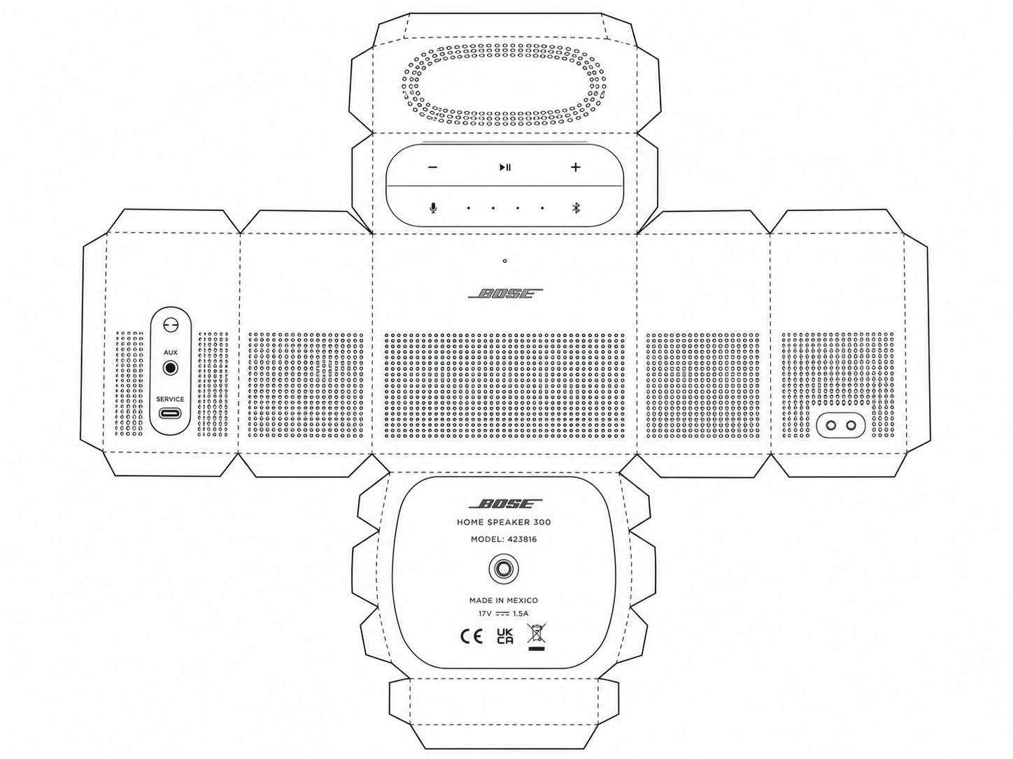 Bose Home Speaker 300 Audio Equipment geometric net diagram