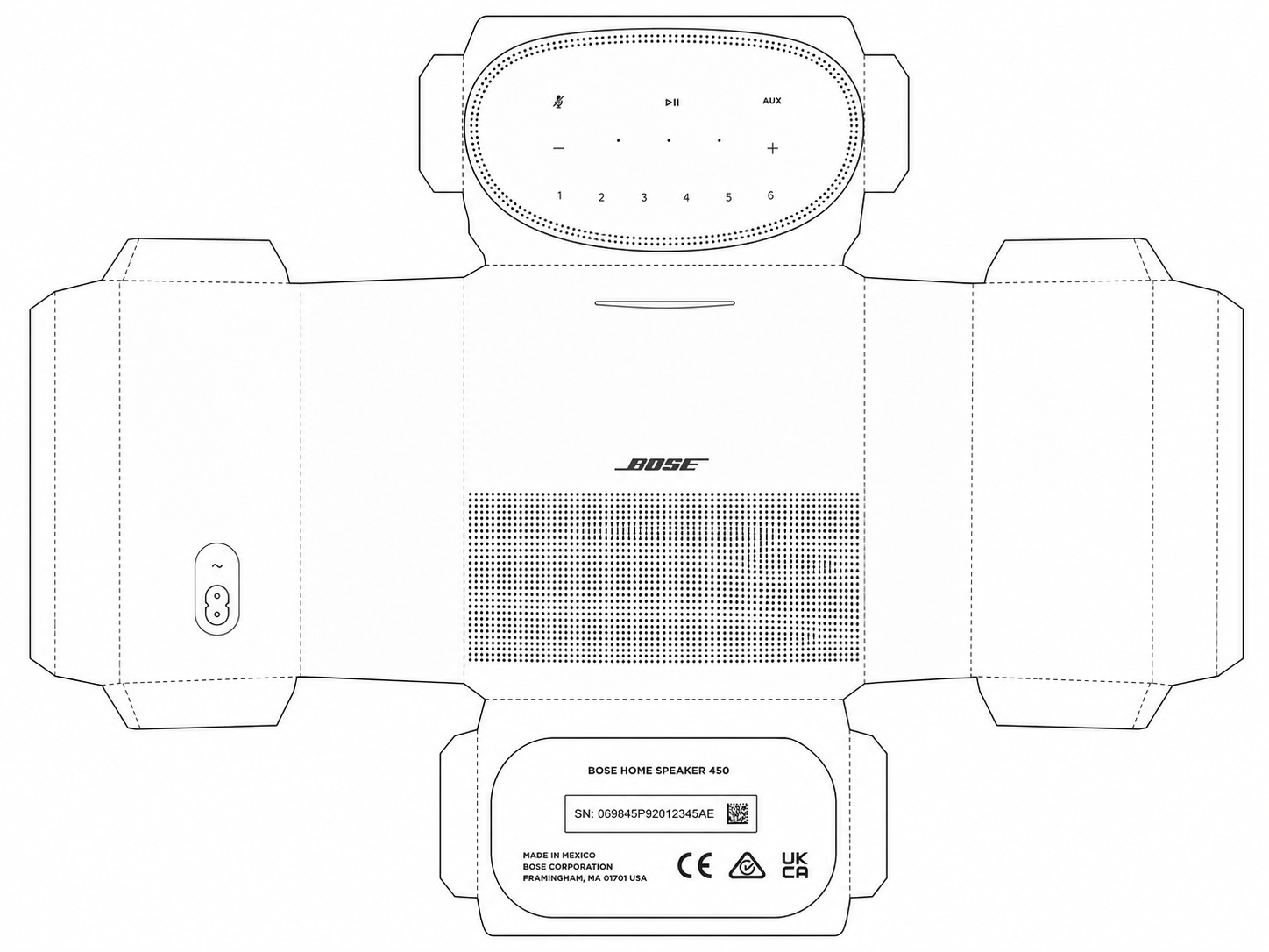 Bose Home Speaker 450 Audio Equipment geometric net diagram
