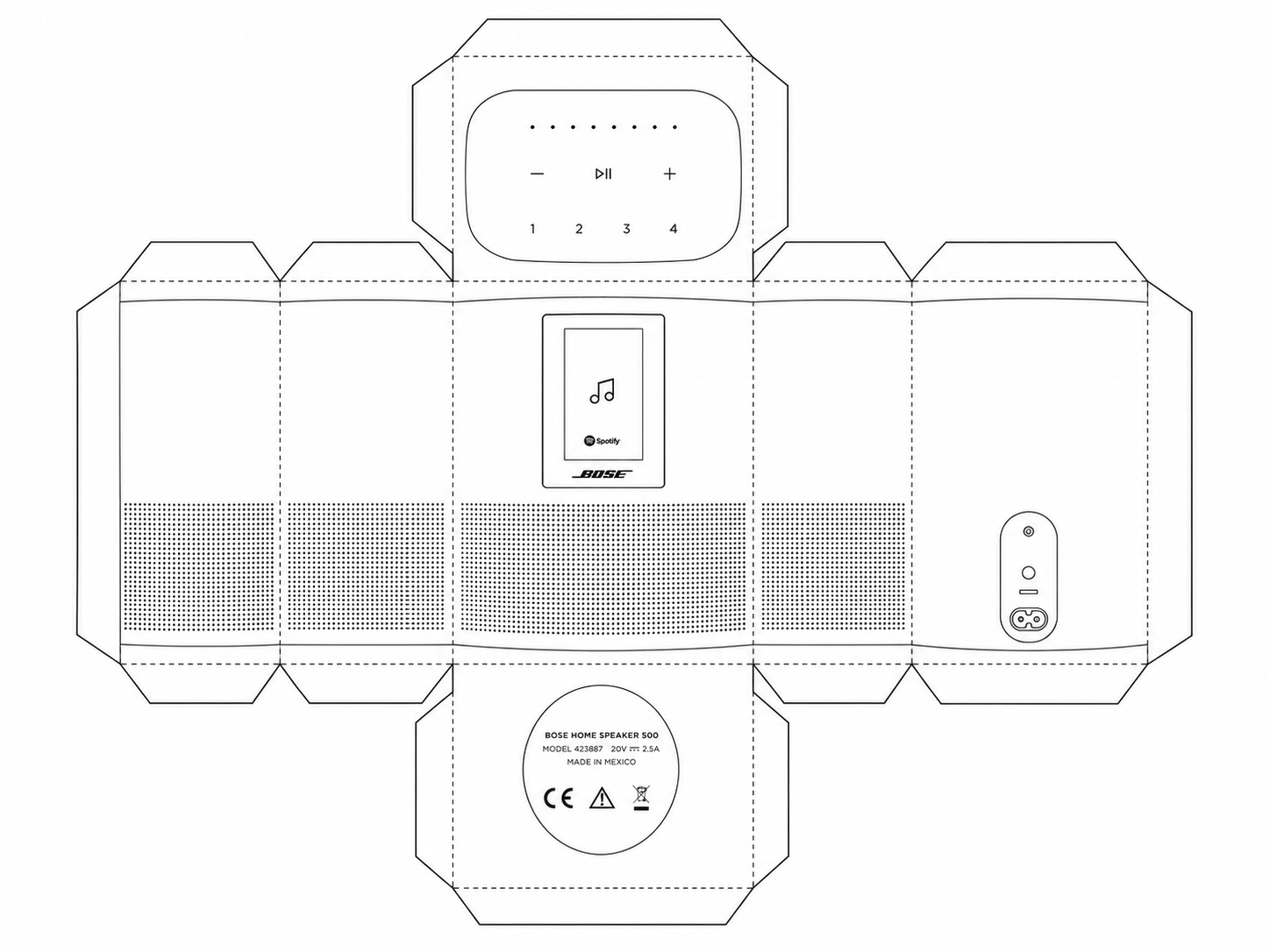 Bose Home Speaker 500 – Smart Speaker 500 Audio Equipment geometric net diagram