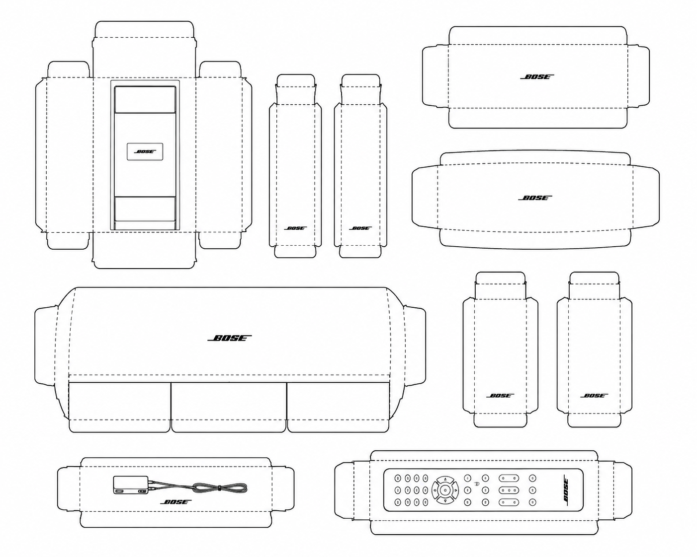 Bose Lifestyle 535 Home Theater Audio System geometric net diagram