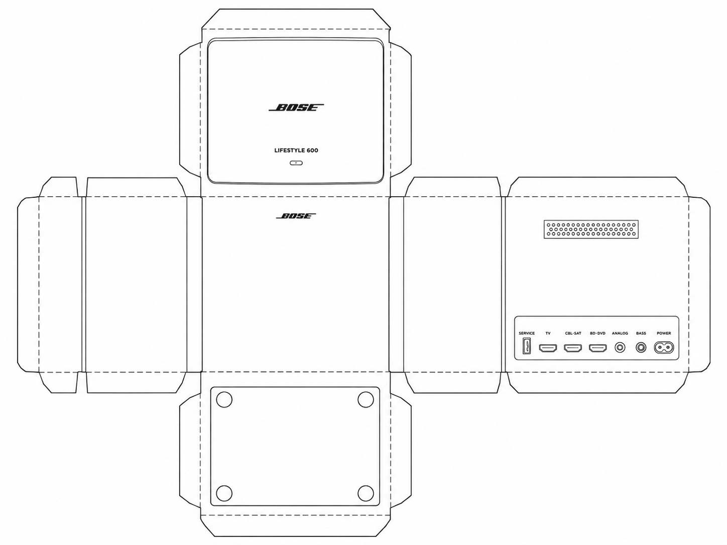 Bose Lifestyle 600 Audio Equipment geometric net diagram