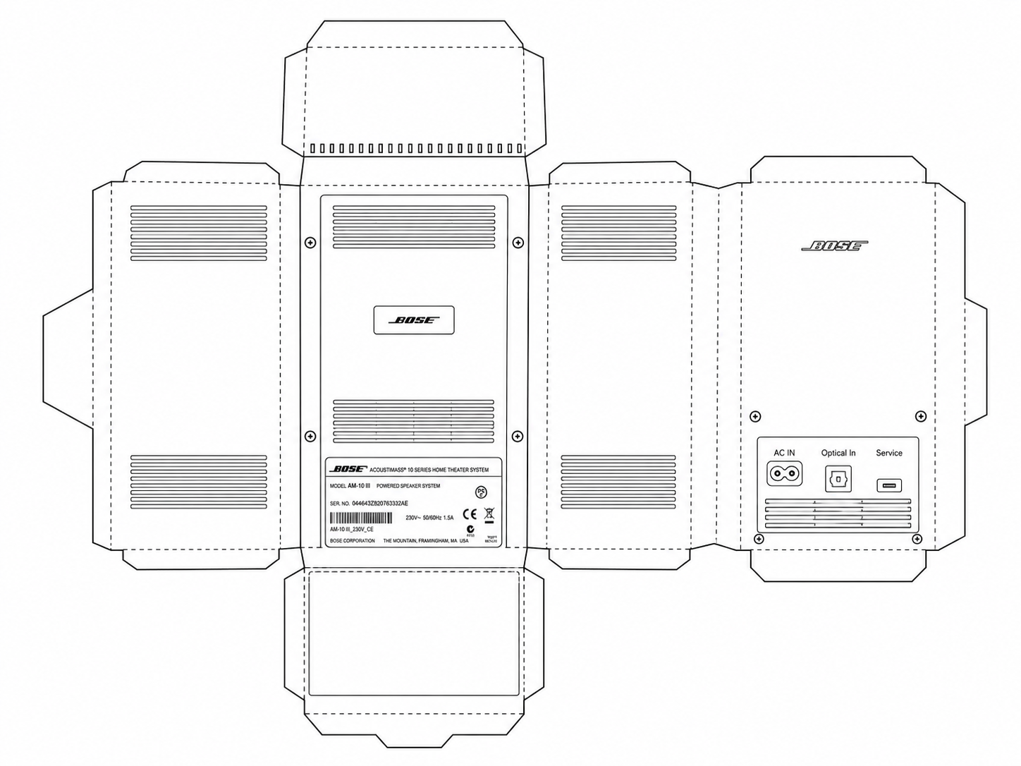 Bose Lifestyle SoundTouch 535 Audio Equipment geometric net diagram
