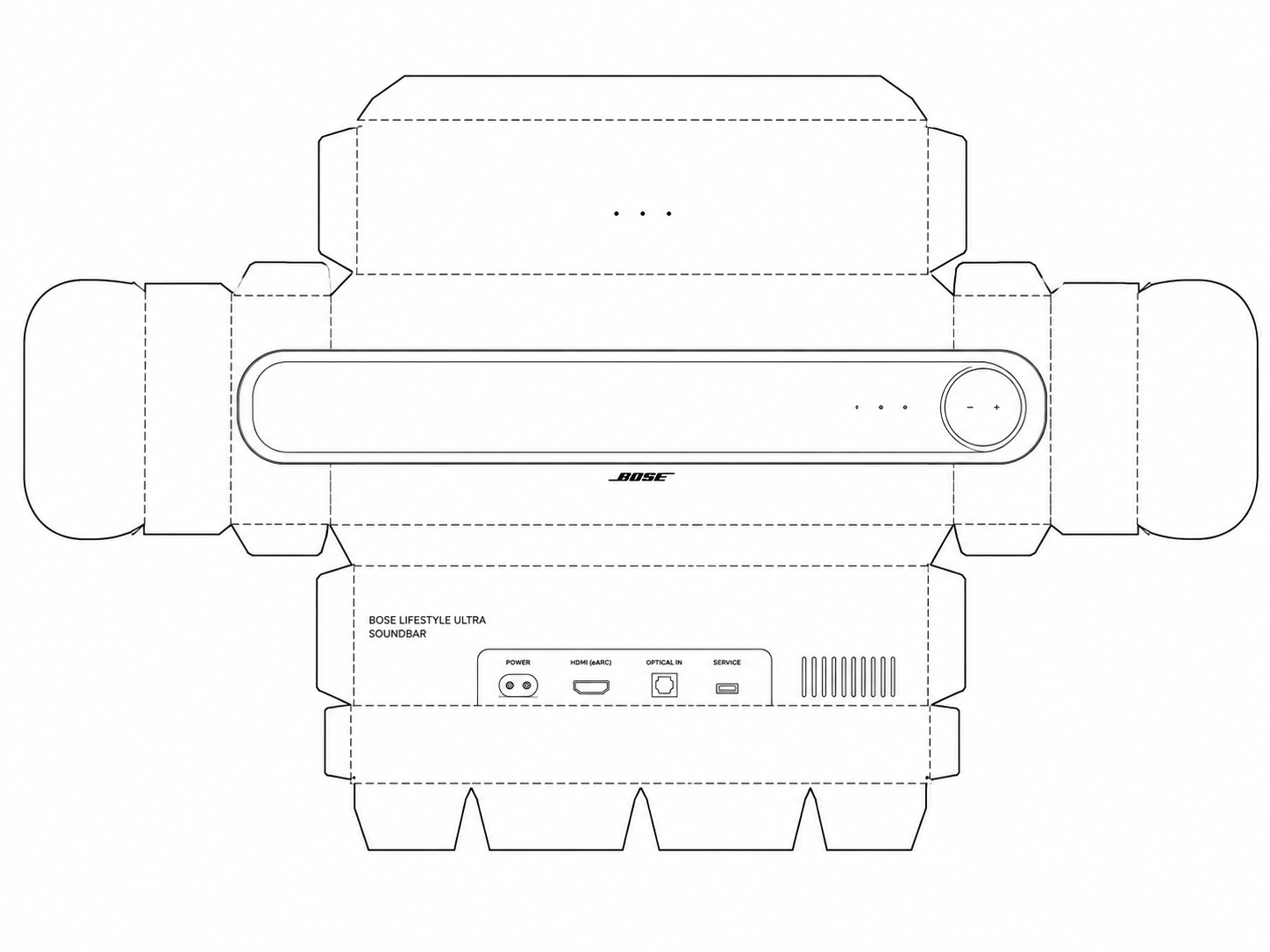 Bose Lifestyle Ultra Soundbar Audio Equipment geometric net diagram