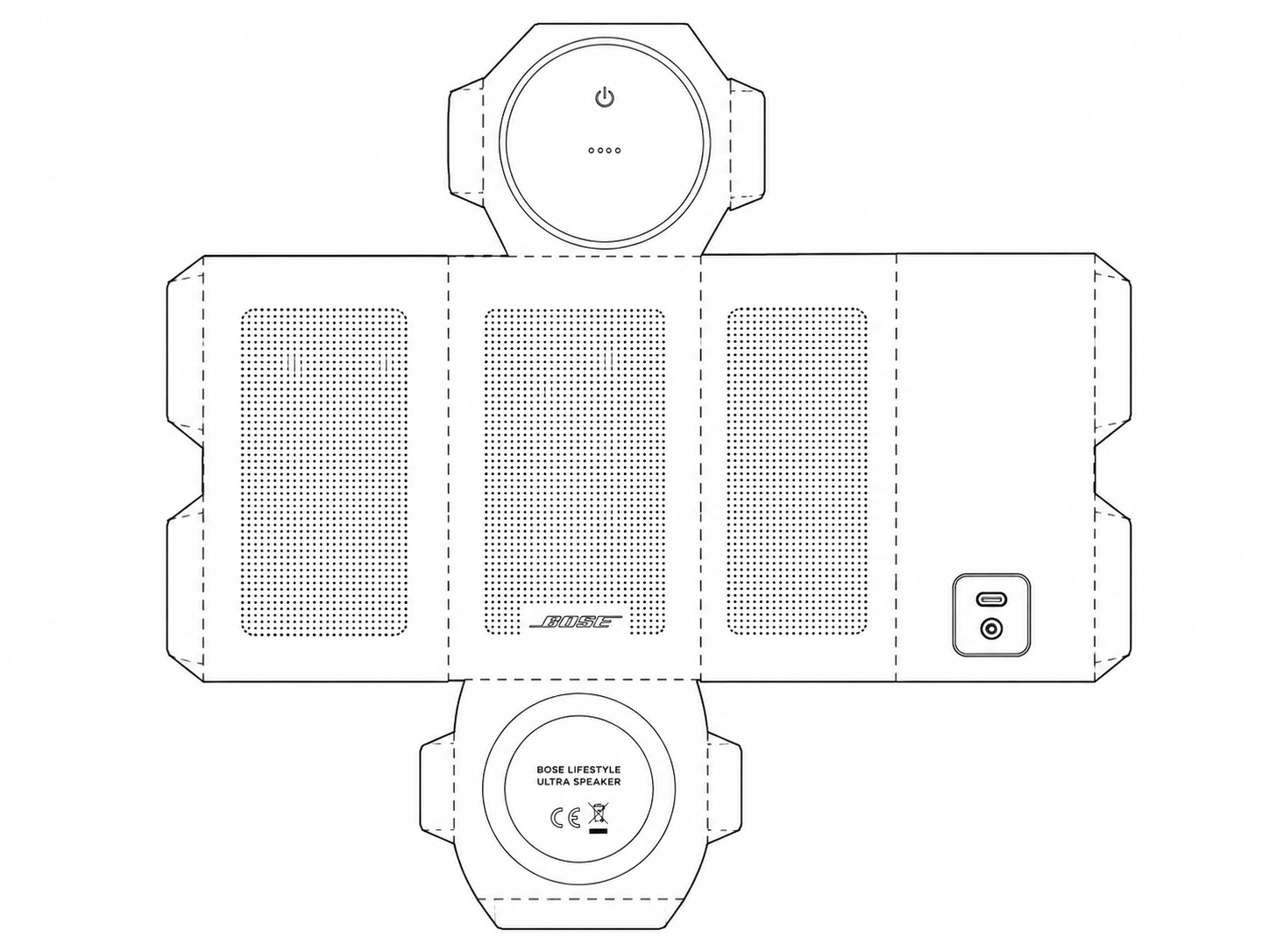Bose Lifestyle Ultra Speaker Audio Equipment geometric net diagram