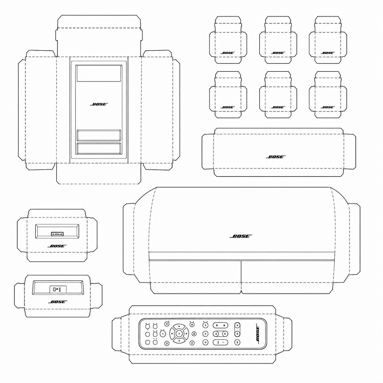 Bose Lifestyle V35 Home Theater Audio System geometric net diagram