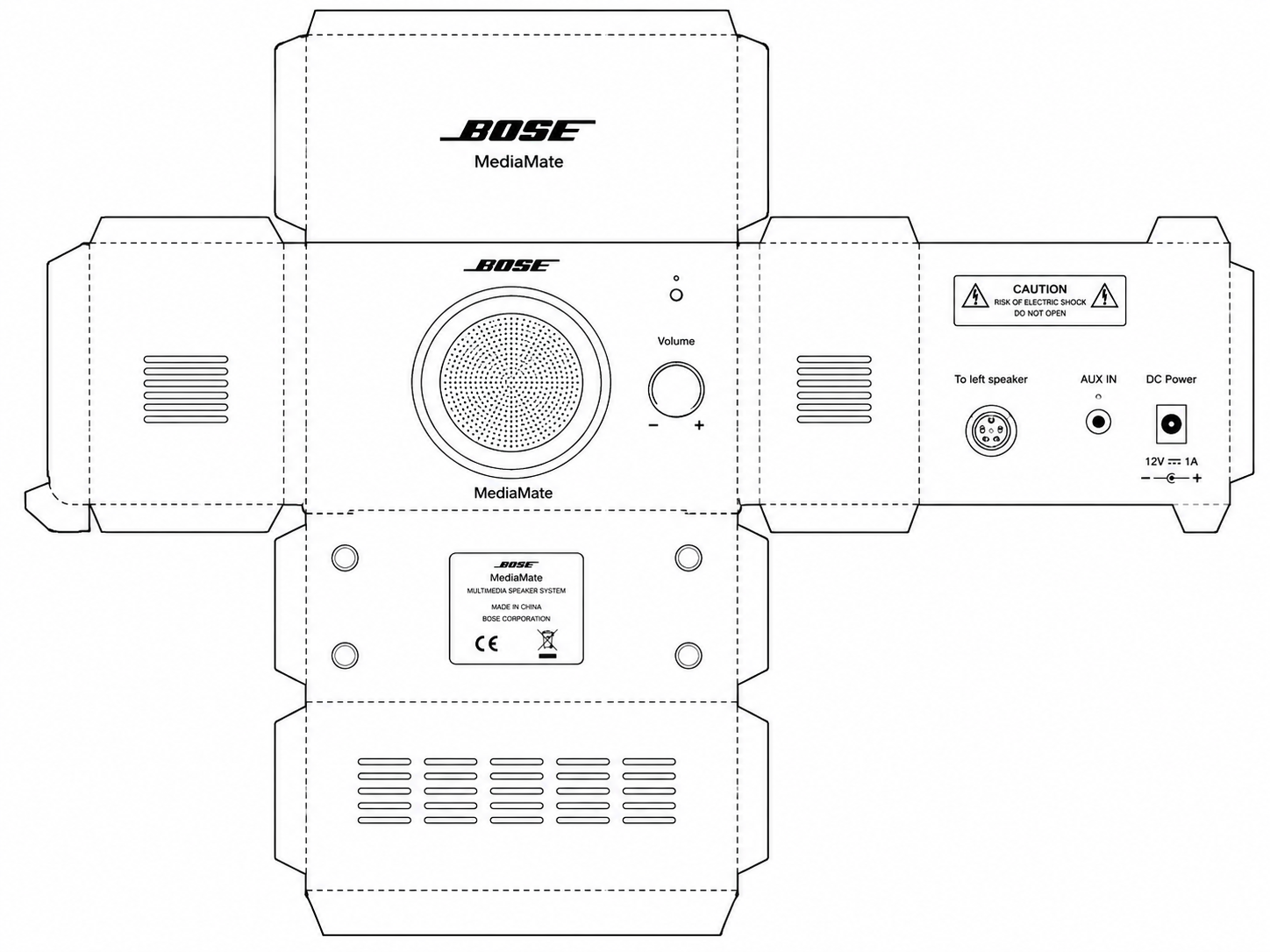 Bose MediaMate Audio Equipment geometric net diagram