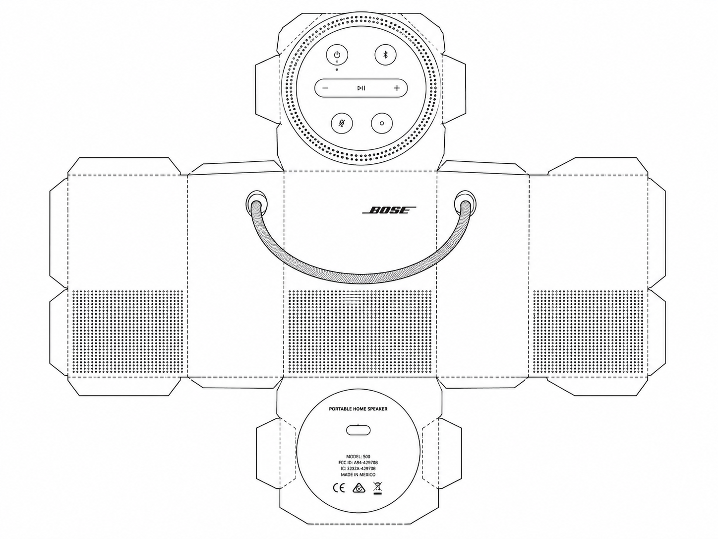 Bose Portable Home Speaker – Portable Smart Speaker Audio Equipment geometric net diagram