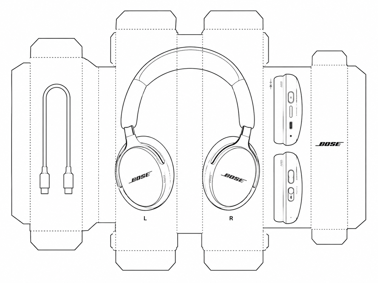 Bose QuietComfort 2 Audio Equipment geometric net diagram