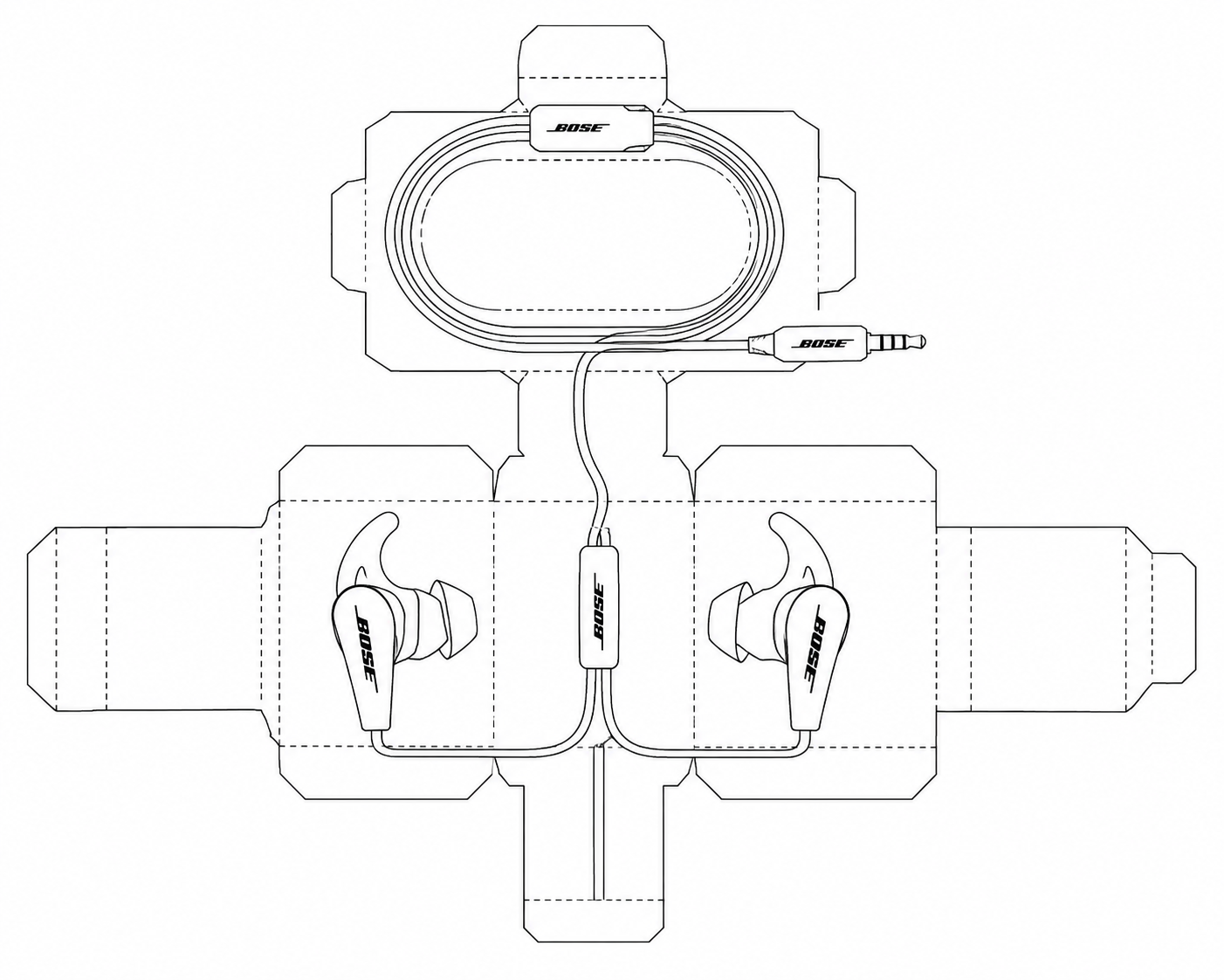 Bose SIE2 Sport Headphones Audio Equipment geometric net diagram