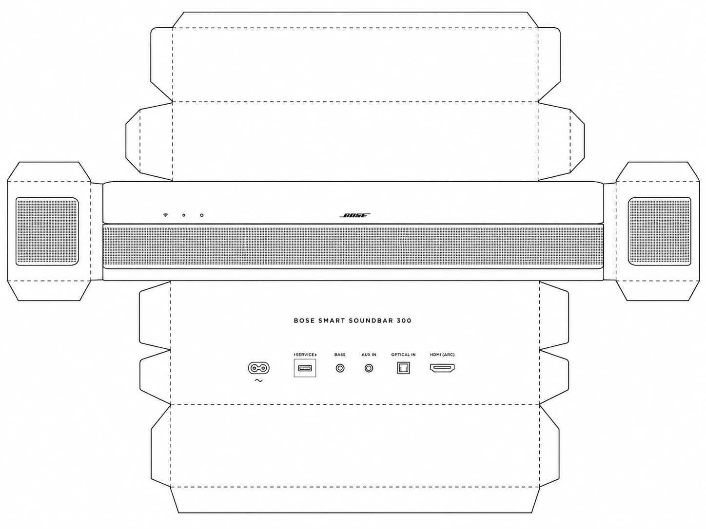 Bose Smart Soundbar 300 Audio Equipment geometric net diagram
