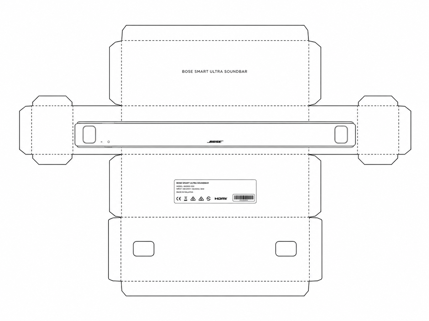 Bose Smart Ultra Soundbar Audio Equipment geometric net diagram