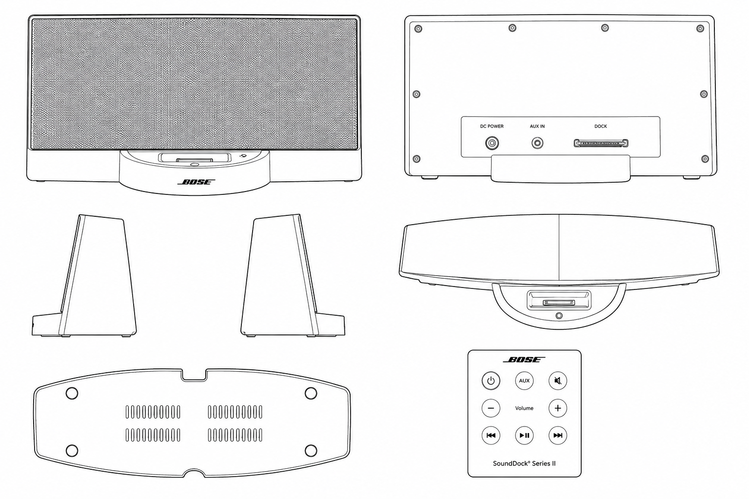 Bose SoundDock Digital Music System Audio Equipment geometric net diagram
