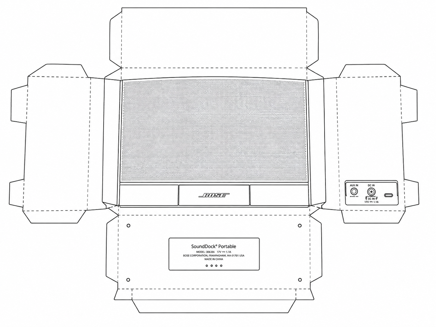 Bose SoundDock Portable Audio Equipment geometric net diagram