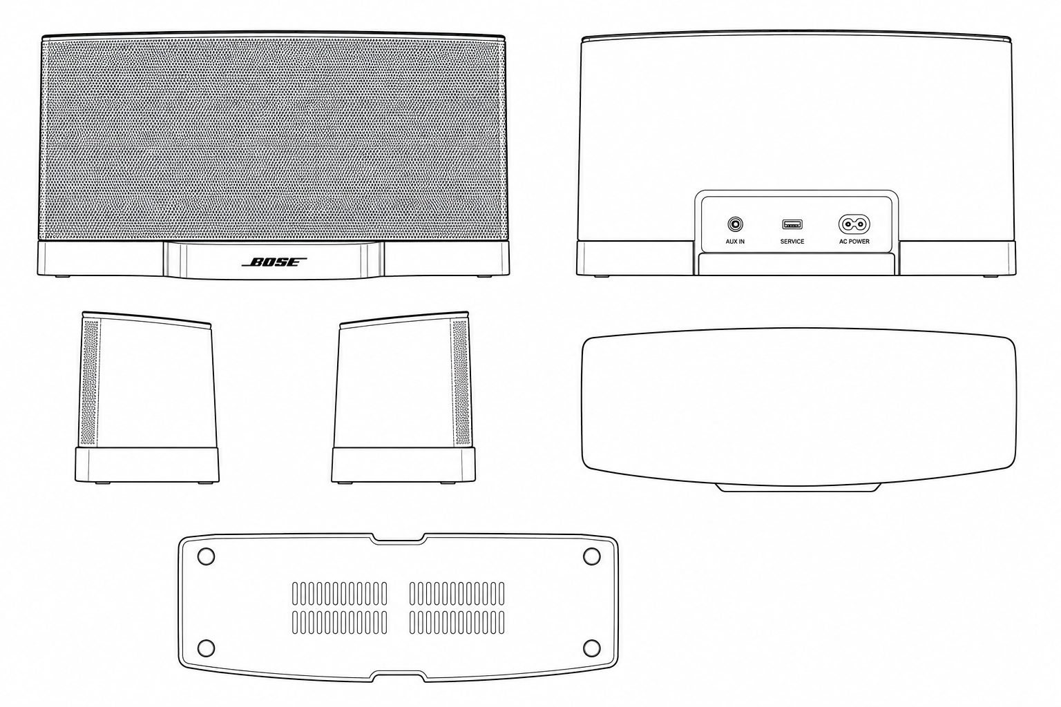 Bose SoundDock Series II Audio Equipment geometric net diagram