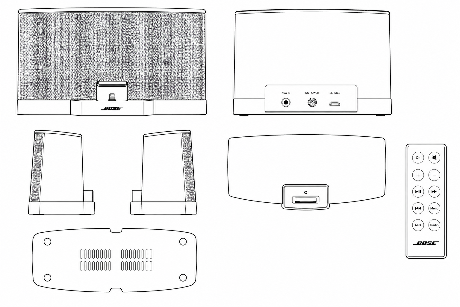 Bose SoundDock Series III Audio Equipment geometric net diagram