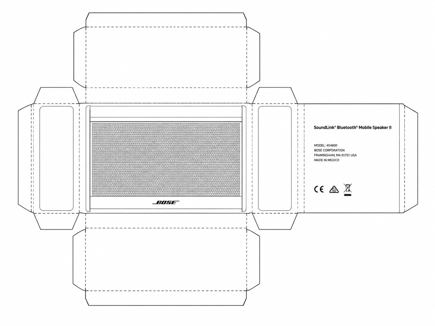 Bose SoundLink Bluetooth Mobile Speaker II Audio Equipment geometric net diagram