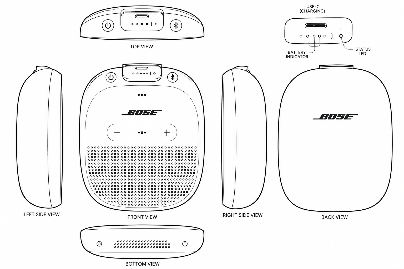 Bose SoundLink Micro Portable Bluetooth Speaker geometric net diagram