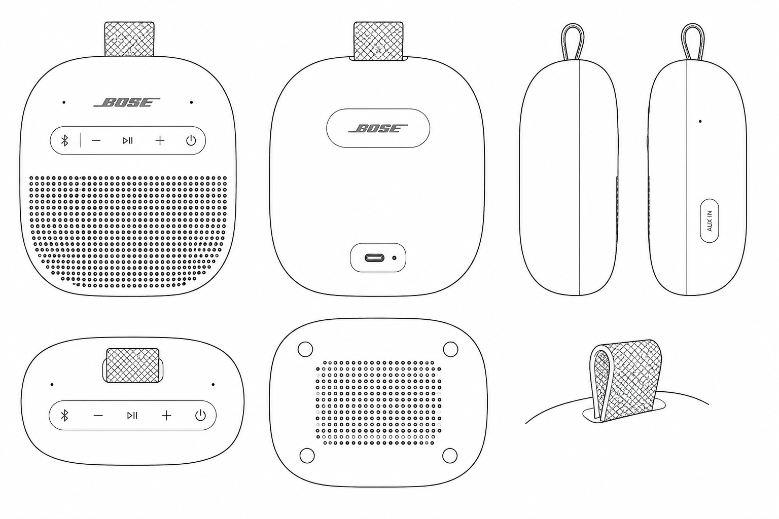 Bose SoundLink Micro Portable Speaker (2nd Gen) Portable Bluetooth Speaker geometric net diagram