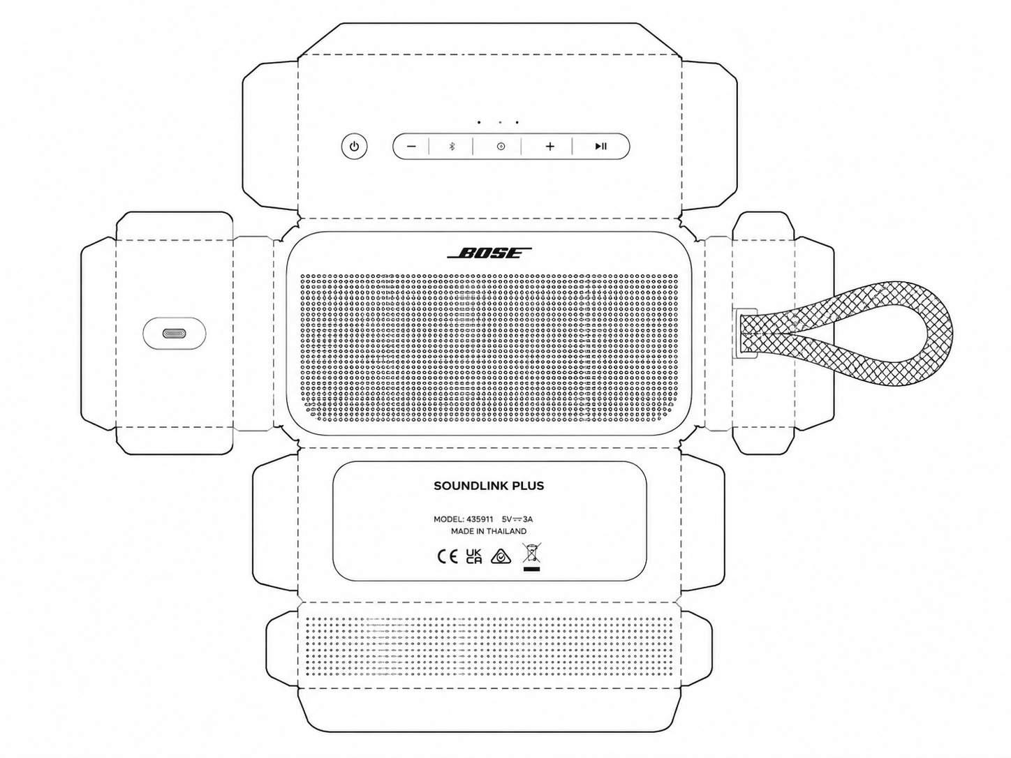 Bose SoundLink Plus Portable Speaker Audio Equipment geometric net diagram