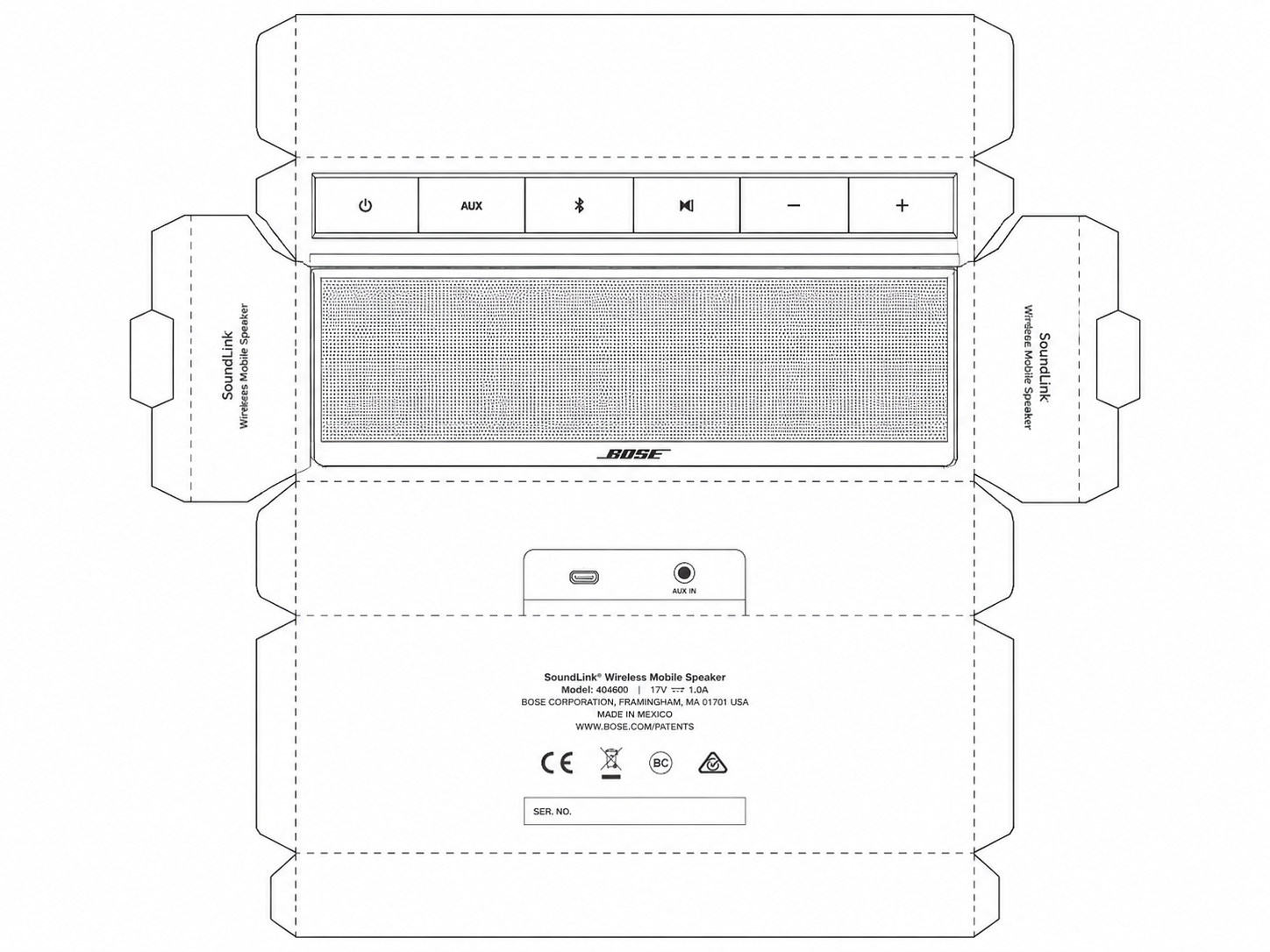 Bose SoundLink Wireless Mobile Speaker Audio Equipment geometric net diagram