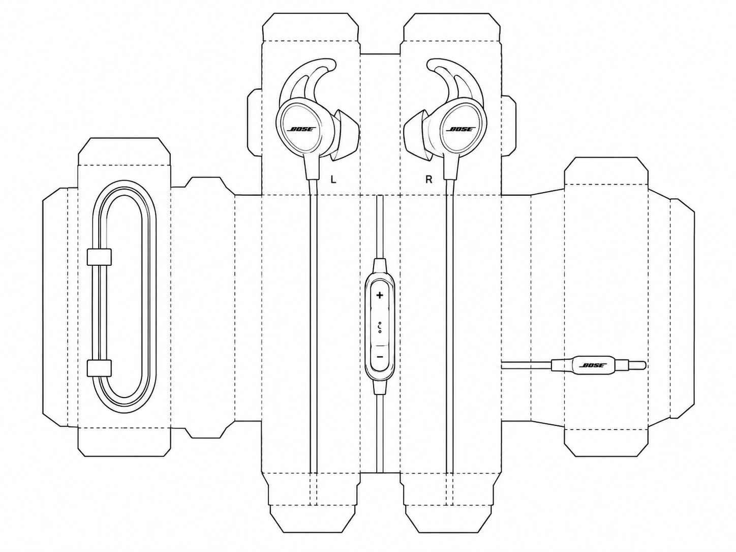 Bose SoundSport In-Ear Headphones Audio Equipment geometric net diagram