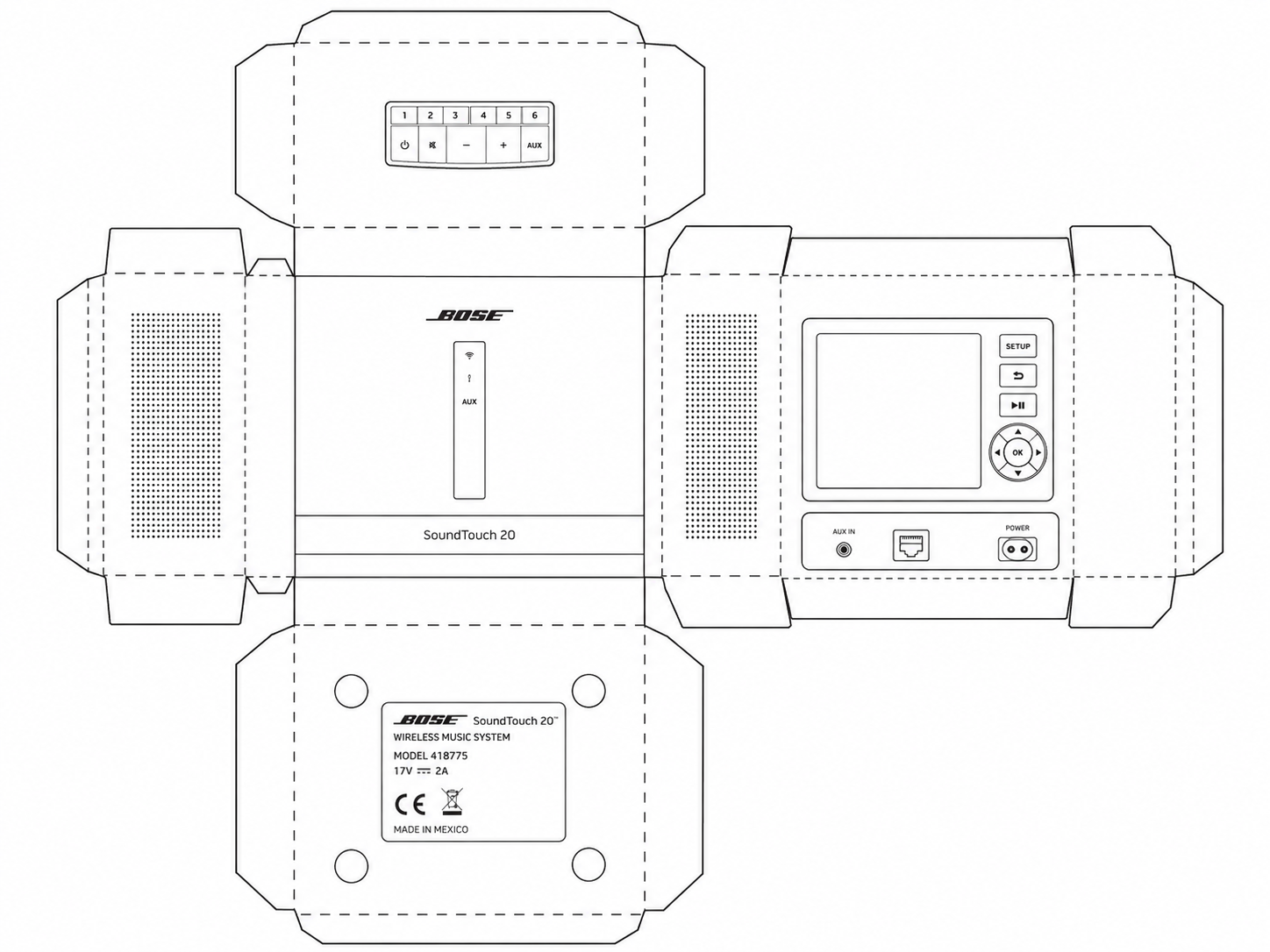 Bose SoundTouch 20 Audio Equipment geometric net diagram