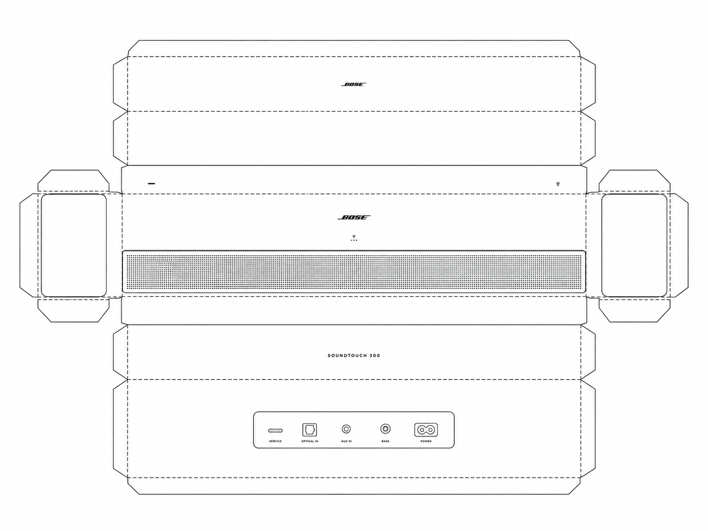 Bose SoundTouch 300 Soundbar Audio Equipment geometric net diagram