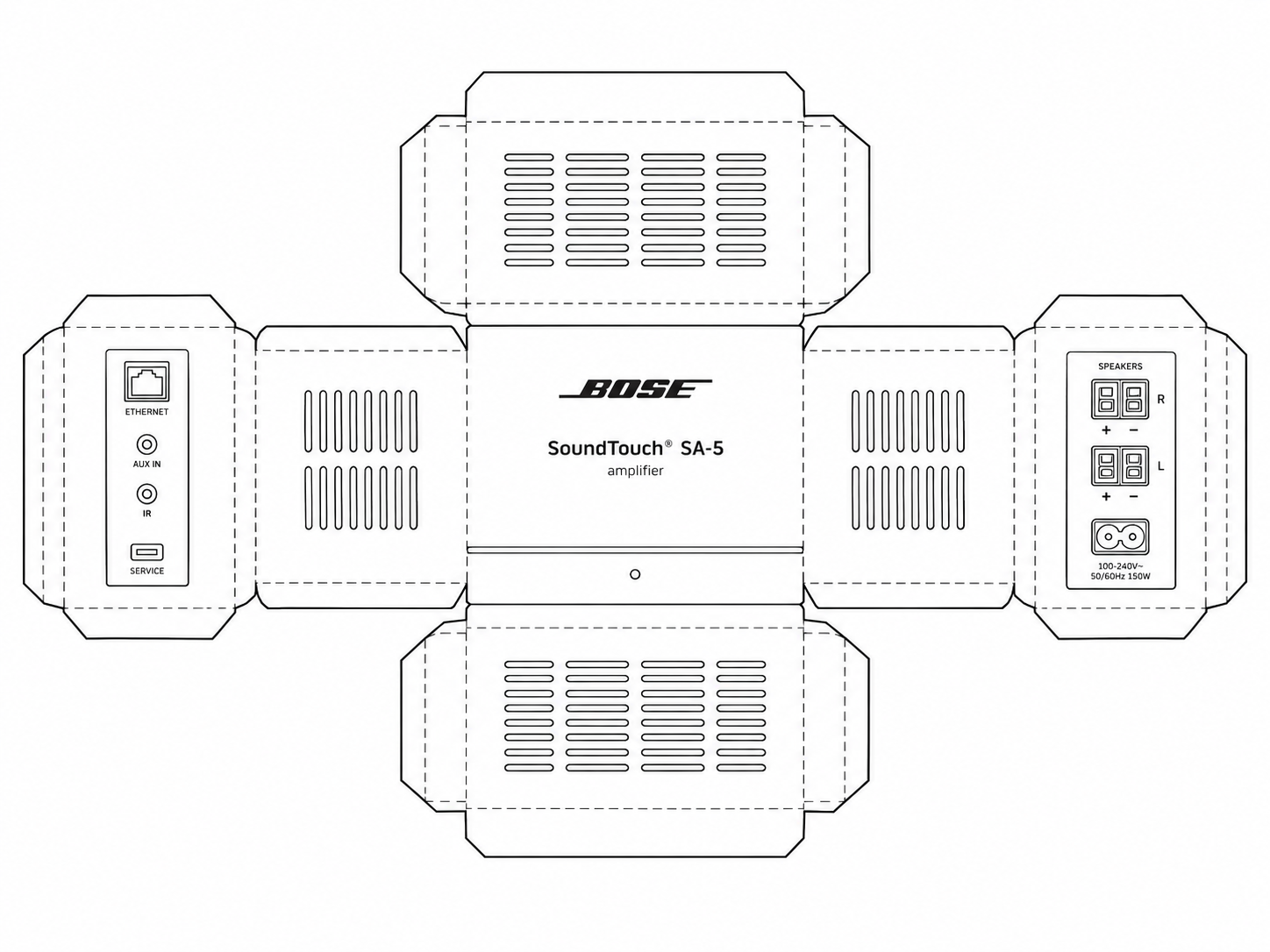 Bose SoundTouch SA-5 Amplifier Audio Equipment geometric net diagram